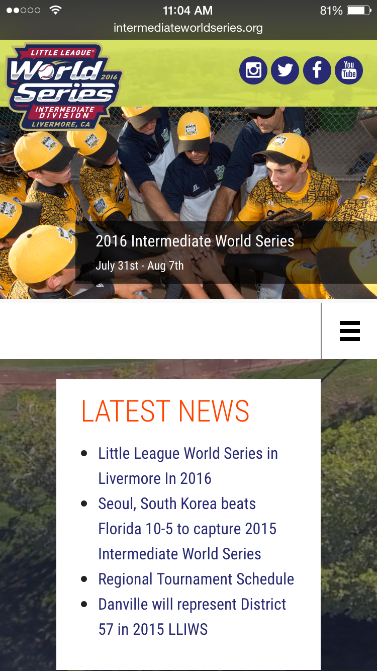 Little League Intermediate World Series Website Sky 1 Technologies